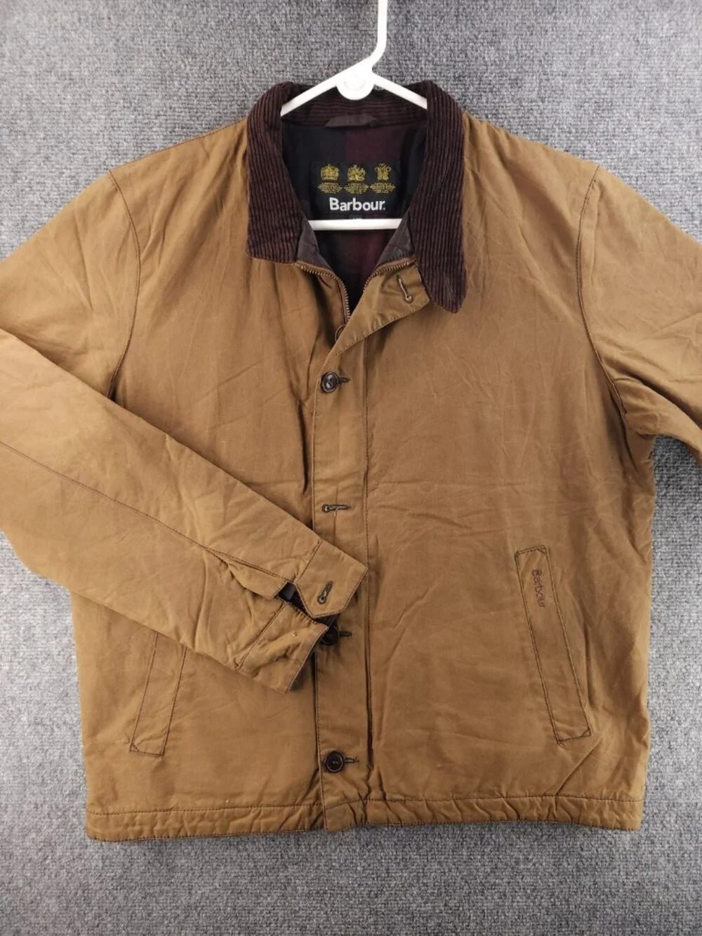 Barbour TOLK Sample Medium Light Brown Waxed Cotton Jacket Men Insulated Coat